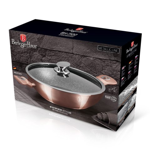 WOK GARNEK GRANITOWY 30CM 4.4L BERLINGER HAUS METALLIC LINE ROSE GOLD BH-7100 WOK GARNEK GRANITOWY 30CM 4.4L BERLINGER HAUS METALLIC LINE ROSE GOLD BH-7100