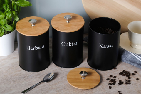 KOMPLET 3 POJEMNIKÓW KAWA HERBATA CUKIER KRISBERG KS-2648 / 2731 KOMPLET 3 POJEMNIKÓW KAWA HERBATA CUKIER KRISBERG KS-2648 / 2731