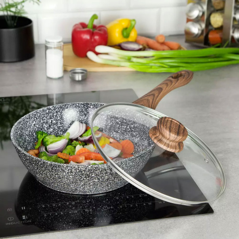 PATELNIA / WOK 24CM KiNGHOFF GRANIT WOOD KH-1170 / 1583 PATELNIA / WOK 24CM KiNGHOFF GRANIT WOOD KH-1170 / 1583