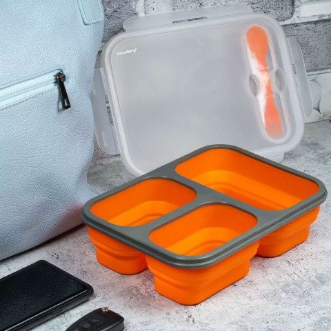 POJEMNIK LUNCHBOX SILIKONOWY 1100ml 3-KOMOROWY KLAUSBERG KB-7024