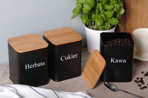 ZESTAW 3 POJEMNIKÓW KAWA HERBATA CUKIER BRUNBESTE BB-2719 ZESTAW 3 POJEMNIKÓW KAWA HERBATA CUKIER BRUNBESTE BB-2719