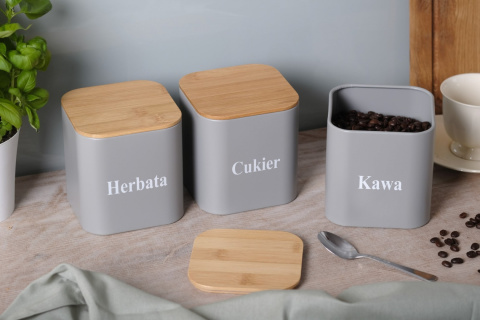 ZESTAW 3 POJEMNIKÓW KAWA HERBATA CUKIER BRUNBESTE BB-2720 ZESTAW 3 POJEMNIKÓW KAWA HERBATA CUKIER BRUNBESTE BB-2720