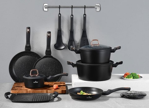 KOMPLET GARNKÓW z POWŁOKĄ MARMUROWĄ 15 EL. ZILNER BLACK ROSEGOLD ZL-8593 KOMPLET GARNKÓW z POWŁOKĄ MARMUROWĄ 15 EL. ZILNER BLACK ROSEGOLD ZL-8593