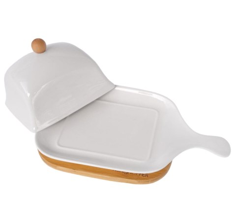 MASELNICZKA PORCELANOWA Z DREWNIANĄ PODSTAWĄ KONIGHOFFER KG-0616 MASELNICZKA PORCELANOWA Z DREWNIANĄ PODSTAWĄ KONIGHOFFER KG-0616