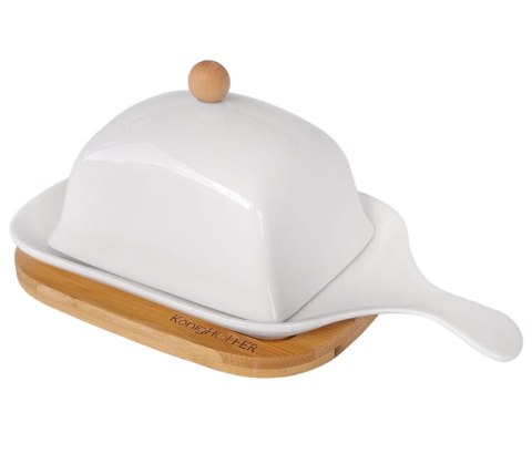 MASELNICZKA PORCELANOWA Z DREWNIANĄ PODSTAWĄ KONIGHOFFER KG-0616 MASELNICZKA PORCELANOWA Z DREWNIANĄ PODSTAWĄ KONIGHOFFER KG-0616