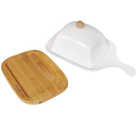 MASELNICZKA PORCELANOWA Z DREWNIANĄ PODSTAWĄ KONIGHOFFER KG-0616 MASELNICZKA PORCELANOWA Z DREWNIANĄ PODSTAWĄ KONIGHOFFER KG-0616