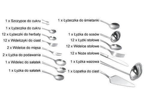 ZESTAW SZTUĆCÓW 72 EL. ZILNER ZL-6506 POŁYSK ZESTAW SZTUĆCÓW 72 EL. ZILNER ZL-6506 POŁYSK
