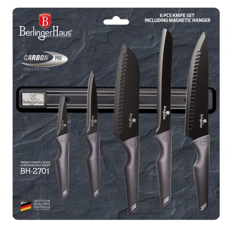 ZESTAW NOŻY Z LISTWĄ MAGNETYCZNĄ 6-ELE BERLINGER HAUS CARBON PRO BH-2701 ZESTAW NOŻY Z LISTWĄ MAGNETYCZNĄ 6-ELE BERLINGER HAUS CARBON PRO BH-2701