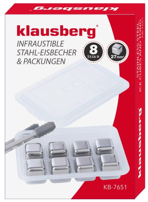 METALOWE KOSTKI DO SCHŁADANIA DRINKÓW + SZCZYPCE ZESTAW 10-ELE KLAUSBERG KB-7651 METALOWE KOSTKI DO SCHŁADANIA DRINKÓW + SZCZYPCE ZESTAW 10-ELE KLAUSBERG KB-7651