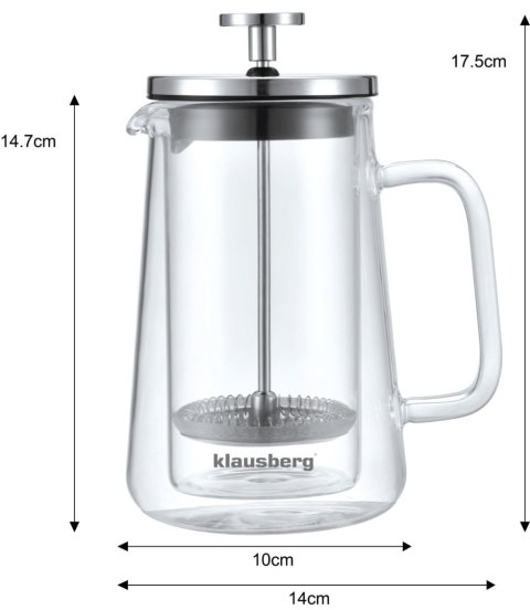 ZAPARZACZ DO KAWY/HERBATY 0,35L FRENCH PRESS KLAUSBERG KB-7684 ZAPARZACZ DO KAWY/HERBATY 0,35L FRENCH PRESS KLAUSBERG KB-7684
