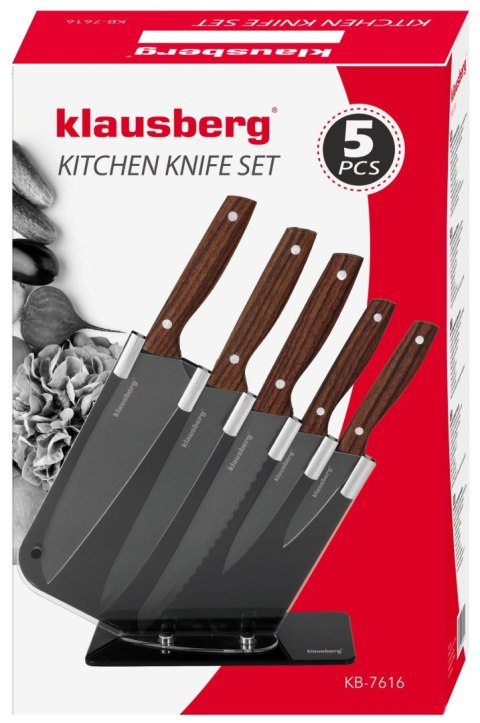 ZESTAW NOŻY KUCHENNYCH W STOJAKU 5 EL. KLAUSBERG KB-7616 ZESTAW NOŻY KUCHENNYCH W STOJAKU 5 EL. KLAUSBERG KB-7616