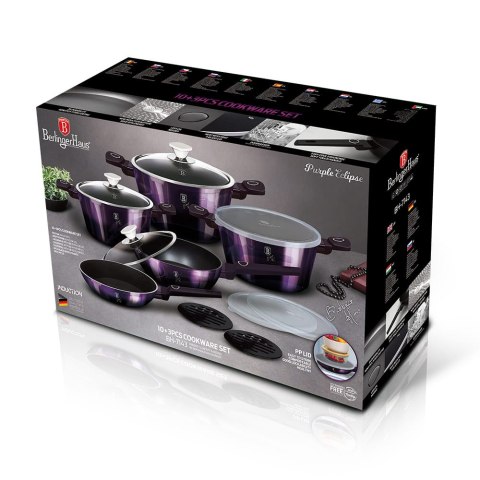 KOMPLET GARNKÓW Z POWŁOKĄ TYTANOWĄ 13 ELEMENTÓW BERLINGER HAUS PURPLE ECLIPSE BH-7143 KOMPLET GARNKÓW Z POWŁOKĄ TYTANOWĄ 13 ELEMENTÓW BERLINGER HAUS PURPLE ECLIPSE BH-7143