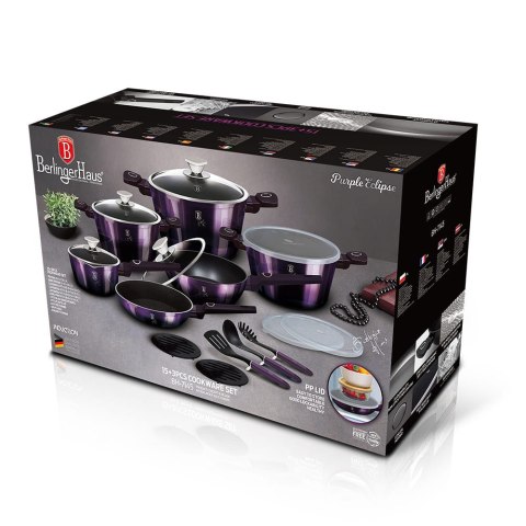 KOMPLET GARNKÓW Z POWŁOKĄ TYTANOWĄ 18 ELEMENTÓW BERLINGER HAUS PURPLE ECLIPSE BH-7145 KOMPLET GARNKÓW Z POWŁOKĄ TYTANOWĄ 18 ELEMENTÓW BERLINGER HAUS PURPLE ECLIPSE BH-7145
