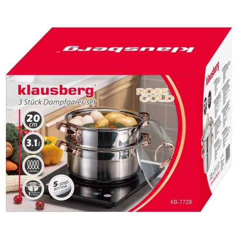 PAROWAR GARNEK ZESTAW DO GOTOWANIA NA PARZE 20CM 3 EL. KLAUSBERG KB-7728 PAROWAR GARNEK ZESTAW DO GOTOWANIA NA PARZE 20CM 3 EL. KLAUSBERG KB-7728