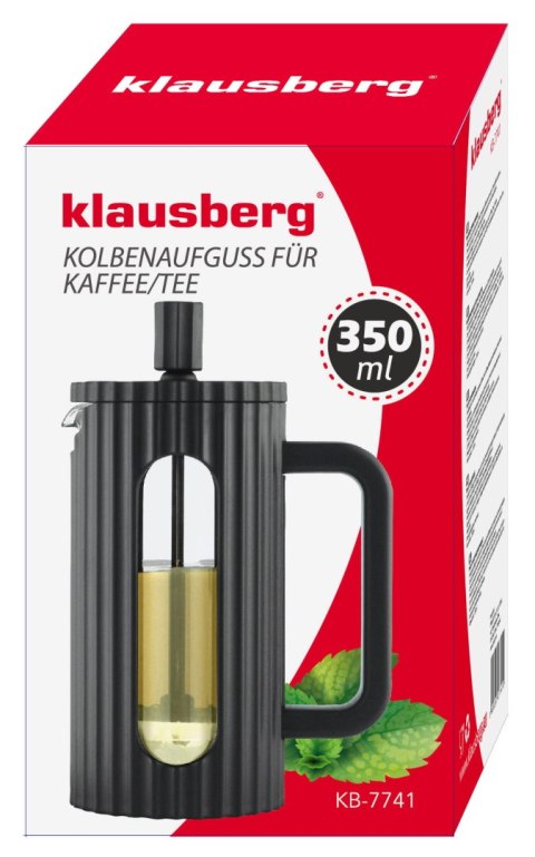 ZAPARZACZ DO HERBATY KAWY SZKLANY FRENCH PRESS 350 ML CZARNY KLAUSBERG KB-7741 ZAPARZACZ DO HERBATY KAWY SZKLANY FRENCH PRESS 350 ML CZARNY KLAUSBERG KB-7741