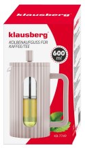 ZAPARZACZ DO HERBATY KAWY SZKLANY FRENCH PRESS 600 ML BEŻOWY KLAUSBERG KB-7749