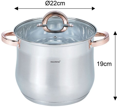 GARNEK STALOWY GASTRONOMICZNY 7L 22CM KLAUSBERG KB-7792 ROSE GOLD GARNEK STALOWY GASTRONOMICZNY 7L 22CM KLAUSBERG KB-7792 ROSE GOLD