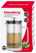 ZAPARZACZ DO KAWY HERBATY SZKLANY 1000ML FRENCH PRESS KLAUSBERG KB-7758 SREBRNY