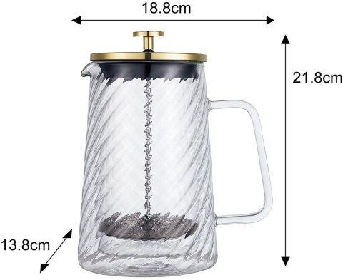 ZAPARZACZ DO KAWY HERBATY SZKLANY 1000ML FRENCH PRESS KLAUSBERG KB-7767 ZŁOTY ZAPARZACZ DO KAWY HERBATY SZKLANY 1000ML FRENCH PRESS KLAUSBERG KB-7767 ZŁOTY