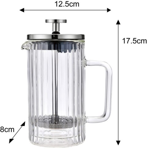 ZAPARZACZ DO KAWY HERBATY SZKLANY 350ML FRENCH PRESS KLAUSBERG KB-7756 SREBRNY ZAPARZACZ DO KAWY HERBATY SZKLANY 350ML FRENCH PRESS KLAUSBERG KB-7756 SREBRNY