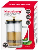 ZAPARZACZ DO KAWY HERBATY SZKLANY 600ML FRENCH PRESS KLAUSBERG KB-7760 ZŁOTY