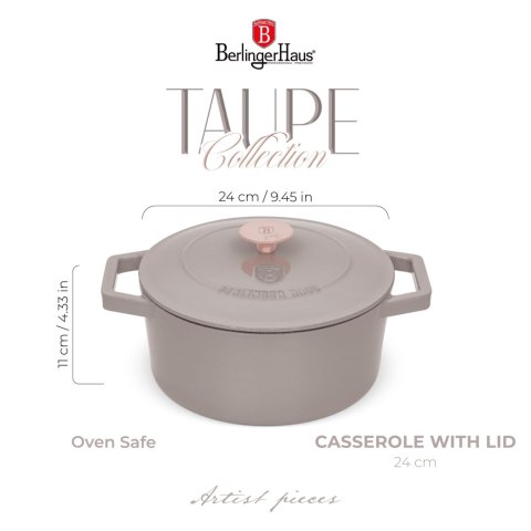 EMALIOWANY GARNEK ŻELIWNY 4.35L 24CM BERLINGER HAUS STRONG MOLD TAUPE BH-6525 EMALIOWANY GARNEK ŻELIWNY 4.35L 24CM BERLINGER HAUS STRONG MOLD TAUPE BH-6525