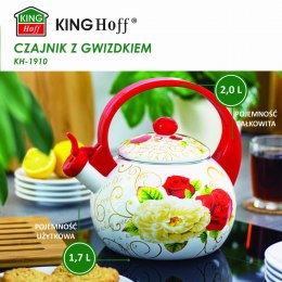 CZAJNIK EMALIOWANY 2.0L EMALIA NA INDUKCJĘ GAZ KINGHOFF ROSES KH-1910