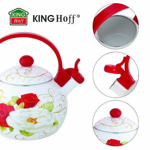 CZAJNIK EMALIOWANY 2.0L EMALIA NA INDUKCJĘ GAZ KINGHOFF ROSES KH-1910