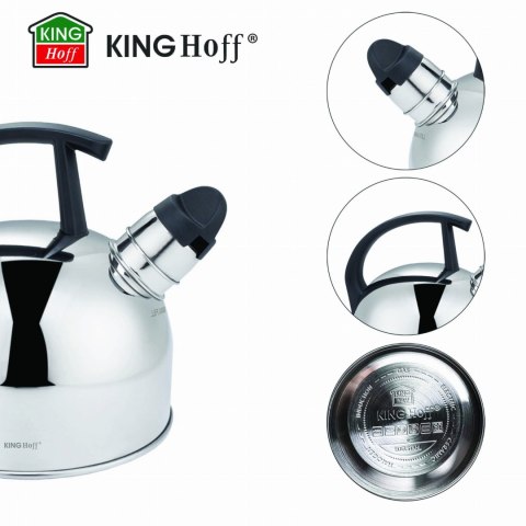 CZAJNIK STALOWY 1.5L BŁYSZCZĄCY SREBRNY KINGHOFF KH-1896