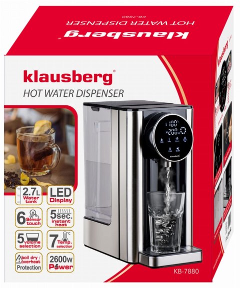 DOZOWNIK DYSTRYBUTOR PODGRZEWACZ DO GORĄCEJ WODY 2.7L Z REGULACJĄ TEMPERATURY KLAUSBERG KB-7880