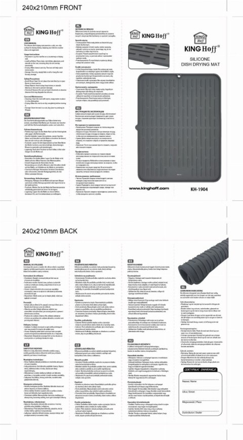 MATA DO SUSZENIA NACZYŃ SILIKONOWA 42X33CM SZARA KINGHOFF KH-1904