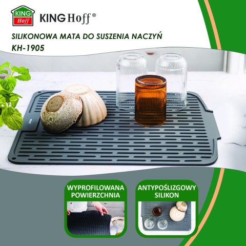 MATA DO SUSZENIA NACZYŃ SILIKONOWA 46X40CM SZARA KINGHOFF KH-1905