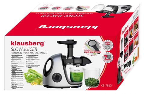 SOKOWIRÓWKA WOLNOOBROTOWA 150W DO OWOCÓW I WARZYW COLD PRESS KLAUSBERG KB-7863