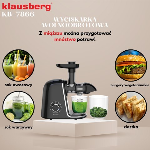 SOKOWIRÓWKA WOLNOOBROTOWA 150W DO OWOCÓW I WARZYW COLD PRESS KLAUSBERG KB-7866