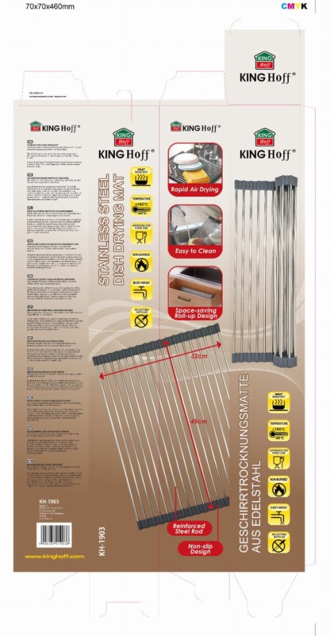 SUSZARKA OCIEKACZ KRATKA STALOWA NA ZLEWOZMYWAK 45 X 32CM KINGHOFF KH-1903