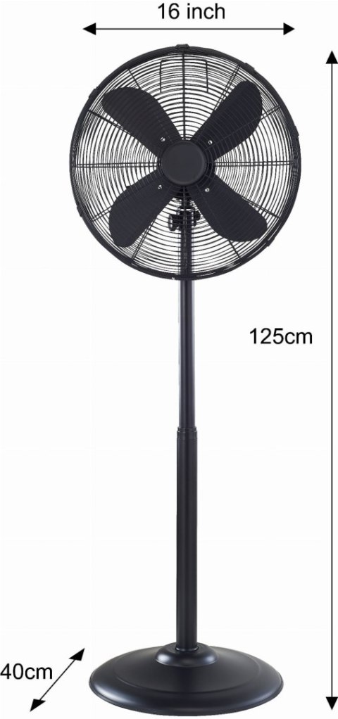 WENTYLATOR STOJĄCY PODŁOGOWY 40CM 50W METALOWY KLAUSBERG KB-7860 CZARNY