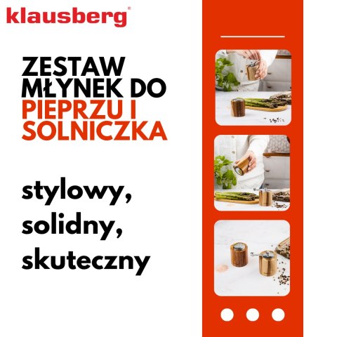 ZESTAW DO SOLI I PIEPRZU Z MŁYNKIEM I SOLNICZKĄ KLAUSBERG KB-7859