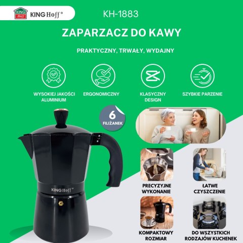 KAWIARKA ESPRESSO KAFETERKA CIŚNIENIOWA KINGHOFF 300ML / 6 FILIŻANEK KH-1883