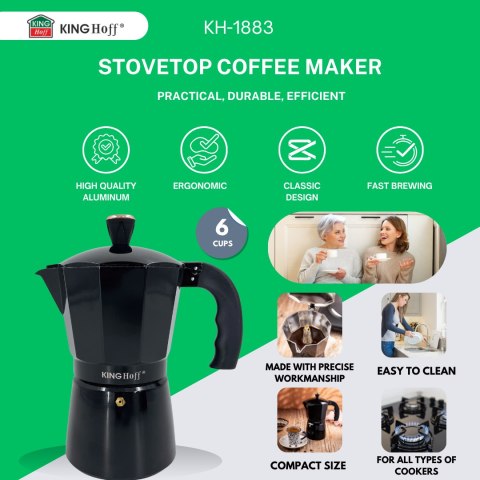 KAWIARKA ESPRESSO KAFETERKA CIŚNIENIOWA KINGHOFF 300ML / 6 FILIŻANEK KH-1883