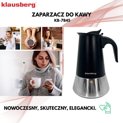 KAWIARKA ESPRESSO KAFETERKA CIŚNIENIOWA KLAUSBERG 300ML (6 FILIŻANKI) KB-7845