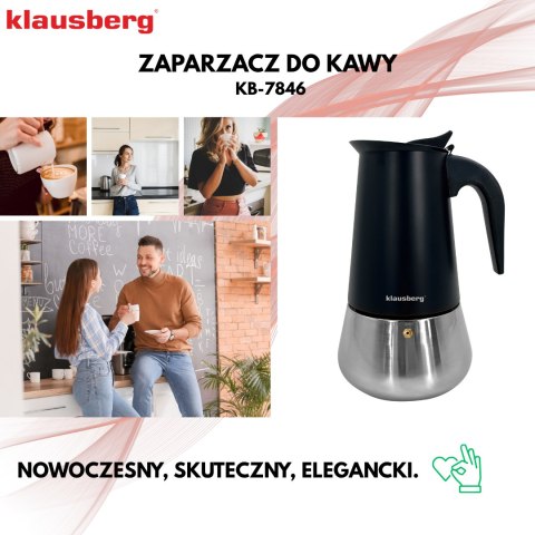 KAWIARKA ESPRESSO KAFETERKA CIŚNIENIOWA KLAUSBERG 450ML (9 FILIŻANKI) KB-7846