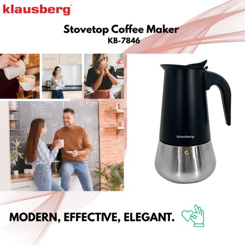 KAWIARKA ESPRESSO KAFETERKA CIŚNIENIOWA KLAUSBERG 450ML (9 FILIŻANKI) KB-7846
