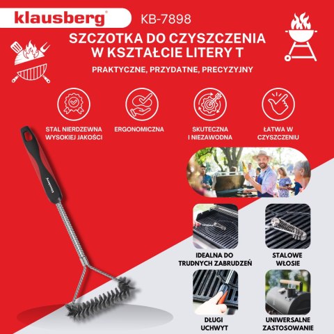 SZCZOTKA DO CZYSZCZENIA GRILLA, STAL NIERDZEWNA, UCHWYT Z TWORZYWA, KLAUSBERG KB-7898