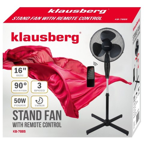 WENTYLATOR PODŁOGOWY Z PILOTEM I TIMEREM 40CM 50W KLAUSBERG KB-7885