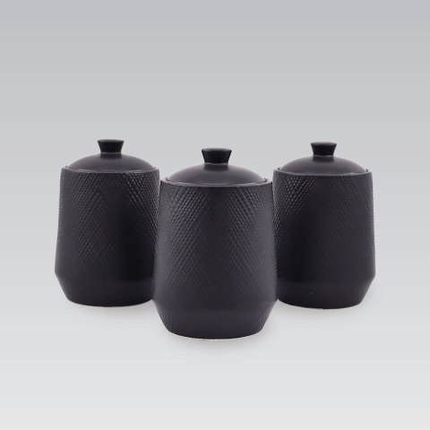 ZESTAW 3 POJEMNIKÓW CERAMICZNYCH NA KAWĘ HERBATĘ I CUKIER MAESTRO BLACK MR-20001-03CS
