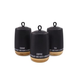 ZESTAW 3 POJEMNIKÓW CERAMICZNYCH NA KAWĘ HERBATĘ I CUKIER MAESTRO ECO STYLE MR-20029-03CS