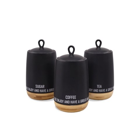 ZESTAW 3 POJEMNIKÓW CERAMICZNYCH NA KAWĘ HERBATĘ I CUKIER MAESTRO ECO STYLE MR-20029-03CS