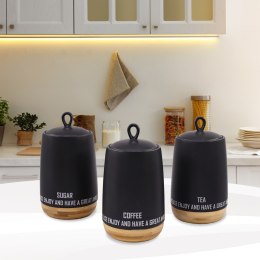 ZESTAW 3 POJEMNIKÓW CERAMICZNYCH NA KAWĘ HERBATĘ I CUKIER MAESTRO ECO STYLE MR-20029-03CS