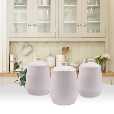 ZESTAW 3 POJEMNIKÓW CERAMICZNYCH NA KAWĘ HERBATĘ I CUKIER MAESTRO WHITE MR-20002-03CS