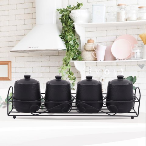 ZESTAW 4 POJEMNIKÓW NA PRZYPRAWY MAESTRO BLACK MR-20001-04CS